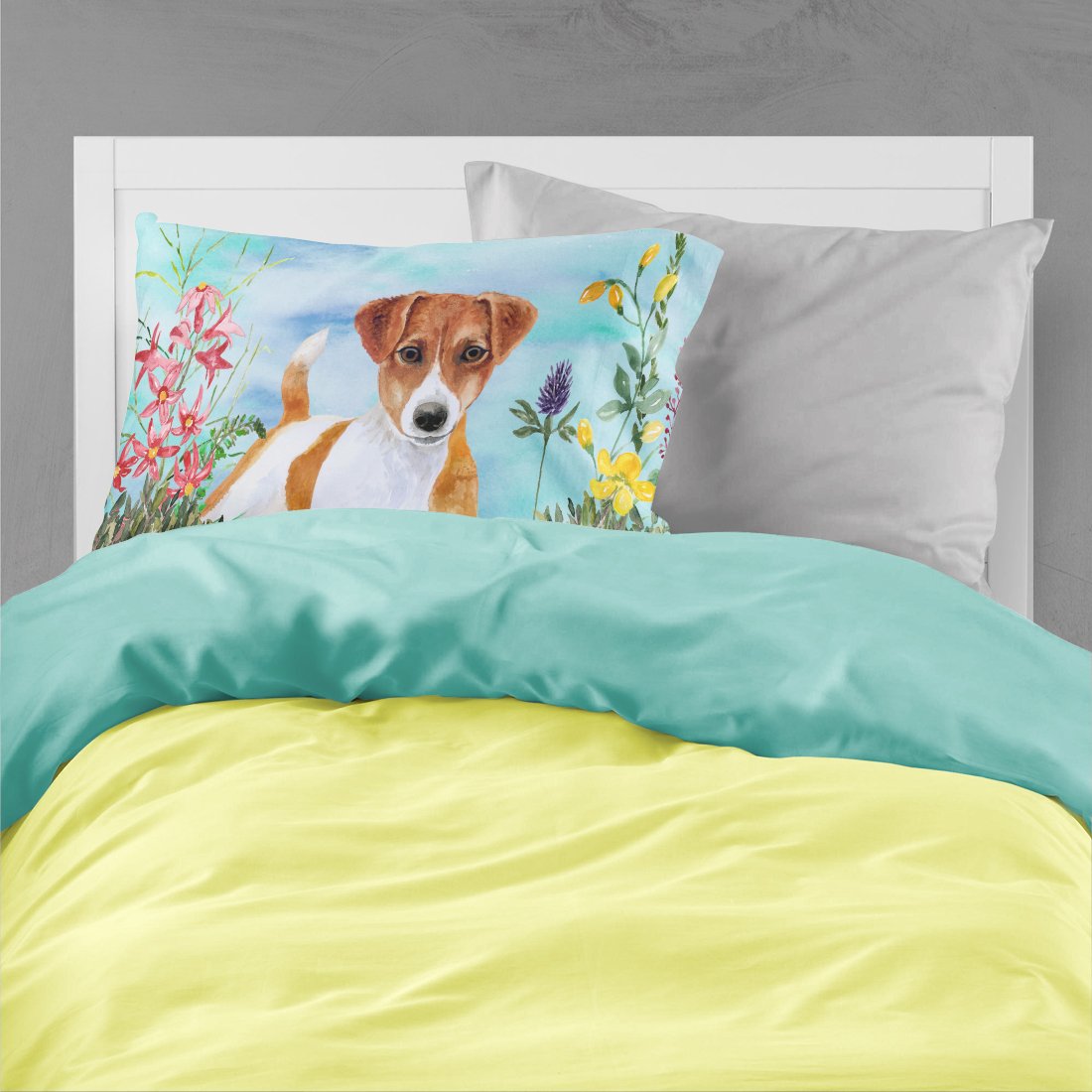 Jack Russell Terrier Spring Standard Pillowcase Lightweight Super Soft Easy Care Decorative Artwork Pillowcase, Standard