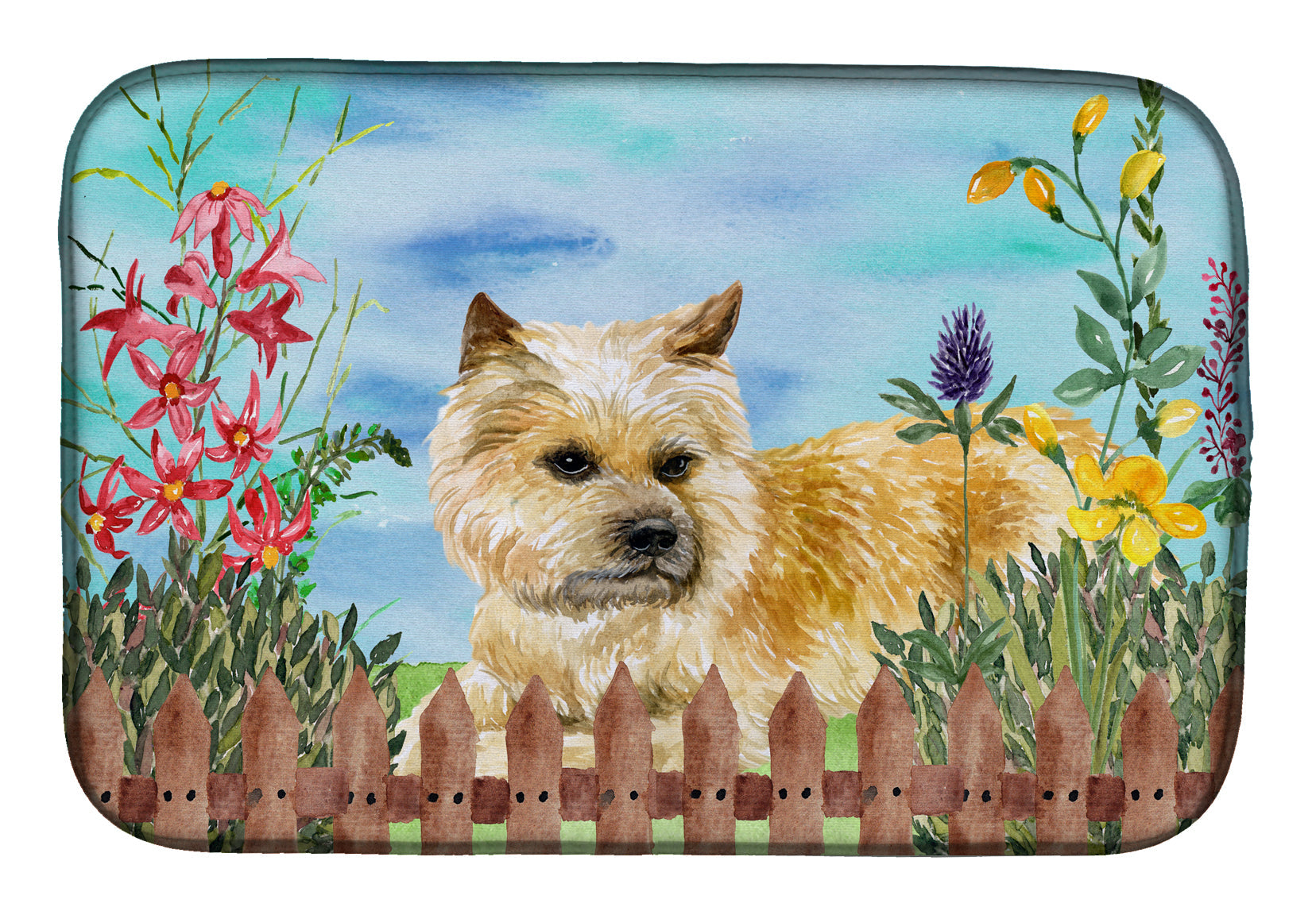 Cairn Terrier Spring Dish Drying Mat Absorbent Dish Drying Mat Pad for Kitchen Counter Dish Drainer Mat for Countertop, 14 x 21", Multicolor