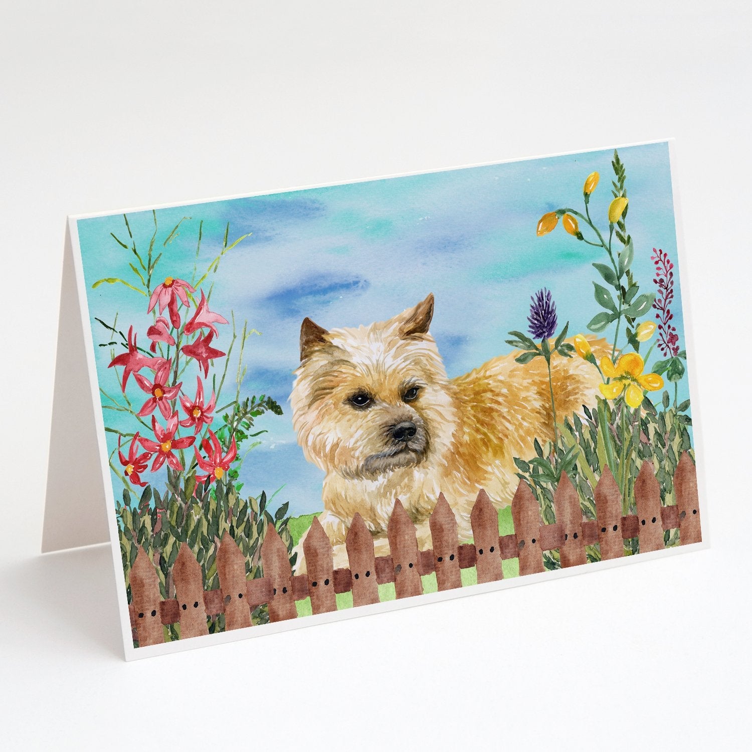 Cairn Terrier Spring Greeting Cards Pack of 8 Blank Cards with Envelopes Whimsical A7 Size 5x7