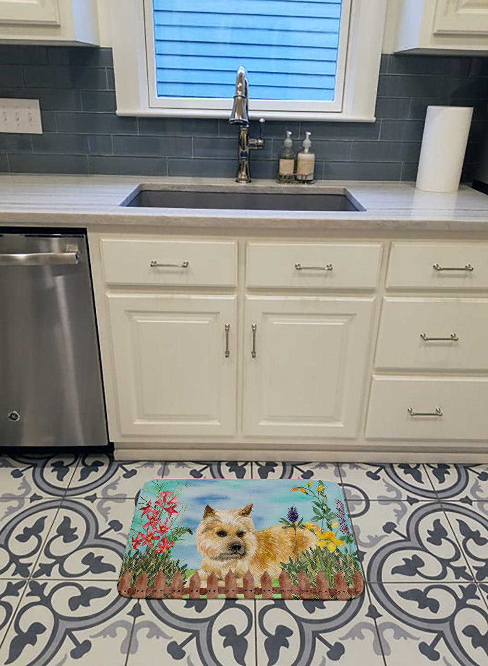 Cairn Terrier Spring Memory Foam Kitchen Mat Machine Washable Anti-Fatigue Cushion Comfort Bath or Kitchen Rug