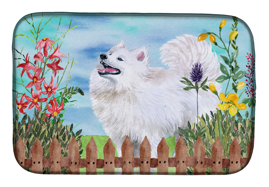Samoyed Spring Dish Drying Mat Absorbent Dish Drying Mat Pad for Kitchen Counter Dish Drainer Mat for Countertop, 14 x 21", Multicolor