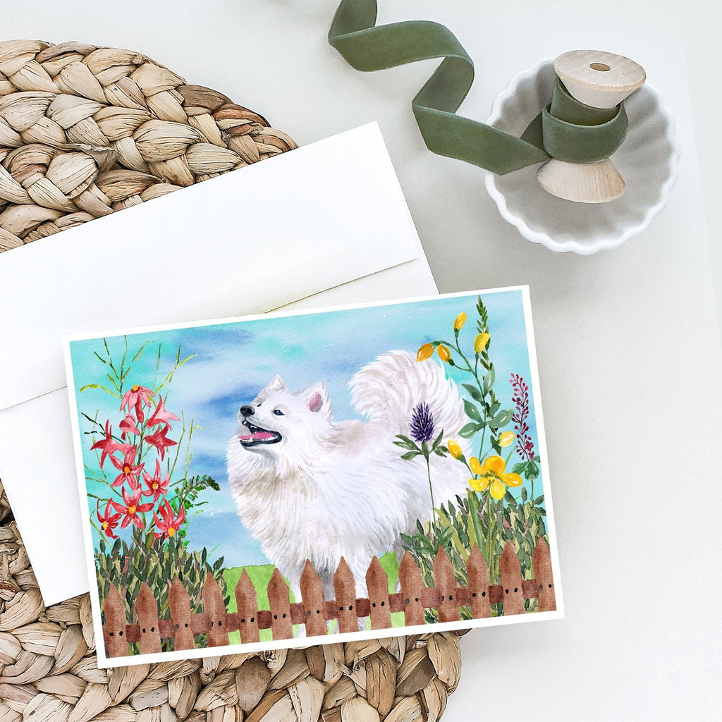 Samoyed Spring Greeting Cards Pack of 8 Blank Cards with Envelopes Whimsical A7 Size 5x7