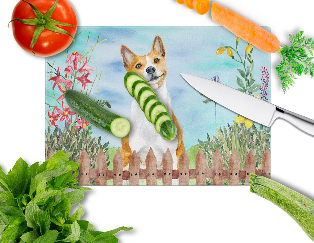 Basenji Spring Cutting Board Tempered Glass Kitchen Cutting Surface, Heat Resistant Chopping, Non-Slip Feet, Food Prep & Serving