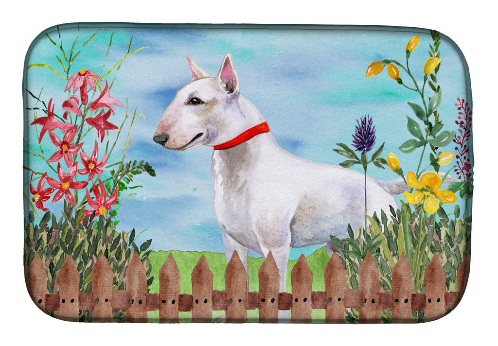 Bull Terrier Spring Dish Drying Mat Absorbent Dish Drying Mat Pad for Kitchen Counter Dish Drainer Mat for Countertop, 14 x 21", Multicolor