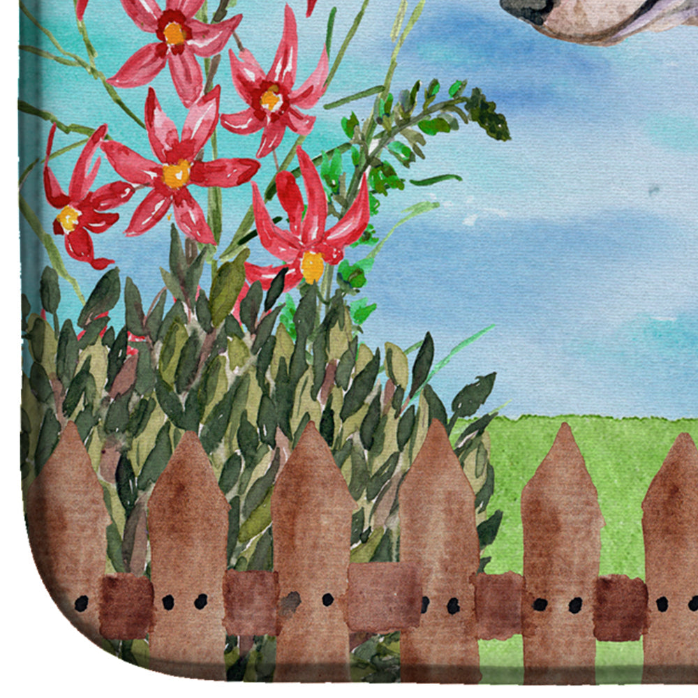 Bull Terrier Spring Dish Drying Mat Absorbent Dish Drying Mat Pad for Kitchen Counter Dish Drainer Mat for Countertop, 14 x 21", Multicolor