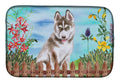 Siberian Husky Grey Spring Dish Drying Mat Absorbent Dish Drying Mat Pad for Kitchen Counter Dish Drainer Mat for Countertop, 14 x 21", Multicolor