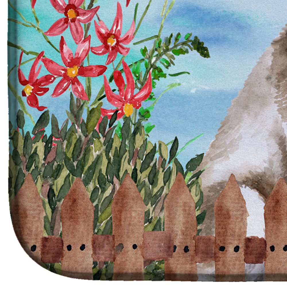Siberian Husky Grey Spring Dish Drying Mat Absorbent Dish Drying Mat Pad for Kitchen Counter Dish Drainer Mat for Countertop, 14 x 21", Multicolor