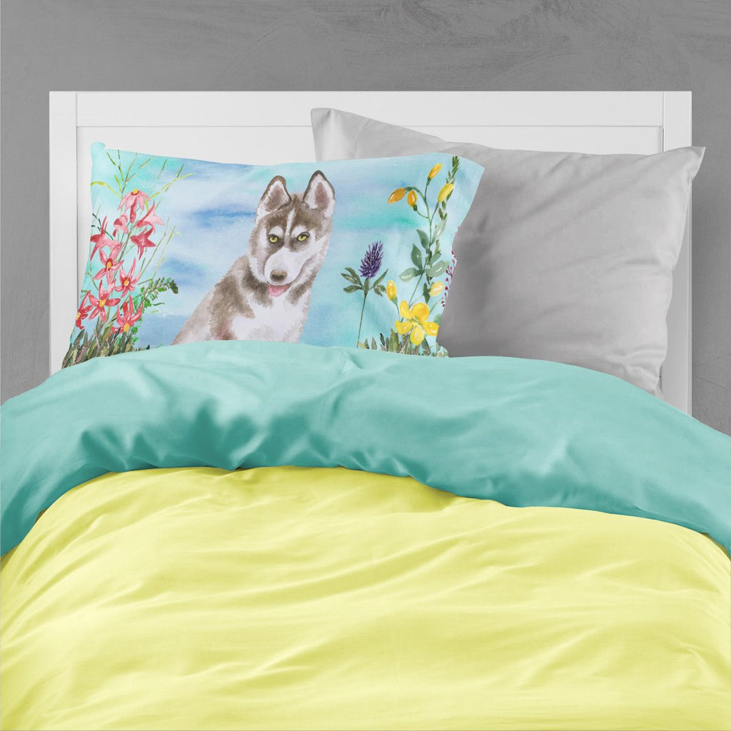 Siberian Husky Grey Spring Standard Pillowcase Lightweight Super Soft Easy Care Decorative Artwork Pillowcase, Standard