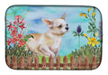 Chihuahua Leg up Spring Dish Drying Mat Absorbent Dish Drying Mat Pad for Kitchen Counter Dish Drainer Mat for Countertop, 14 x 21", Multicolor