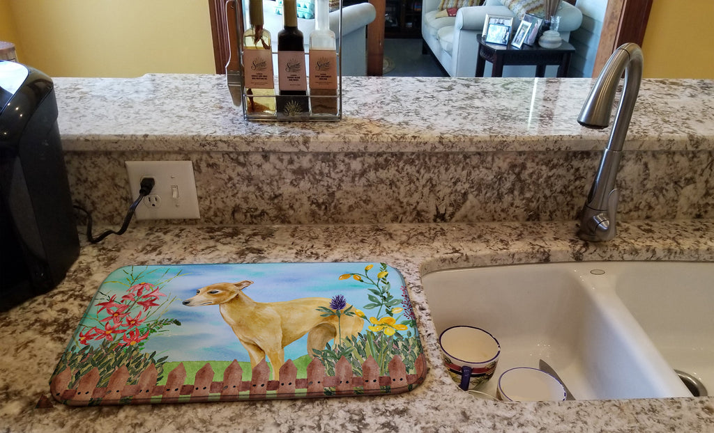 Italian Greyhound Spring Dish Drying Mat Absorbent Dish Drying Mat Pad for Kitchen Counter Dish Drainer Mat for Countertop, 14 x 21", Multicolor