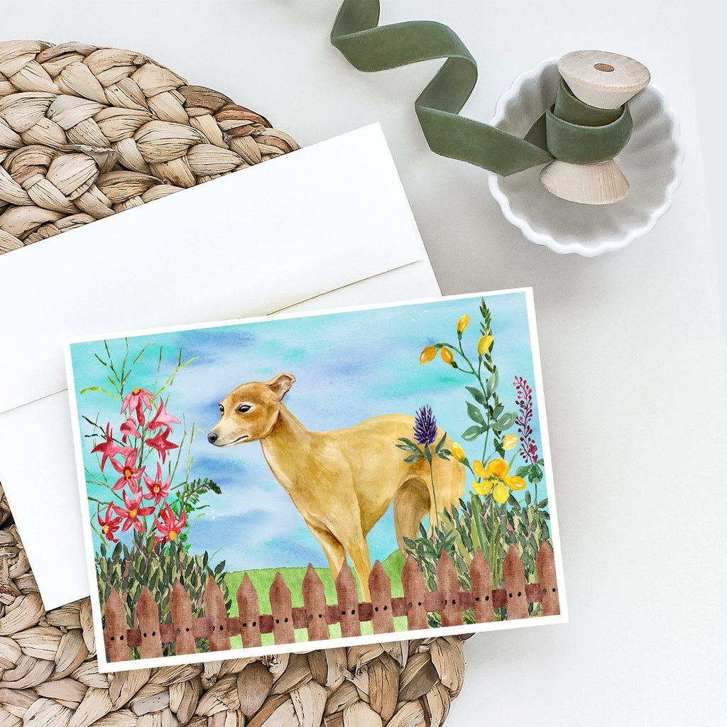 Italian Greyhound Spring Greeting Cards Pack of 8 Blank Cards with Envelopes Whimsical A7 Size 5x7