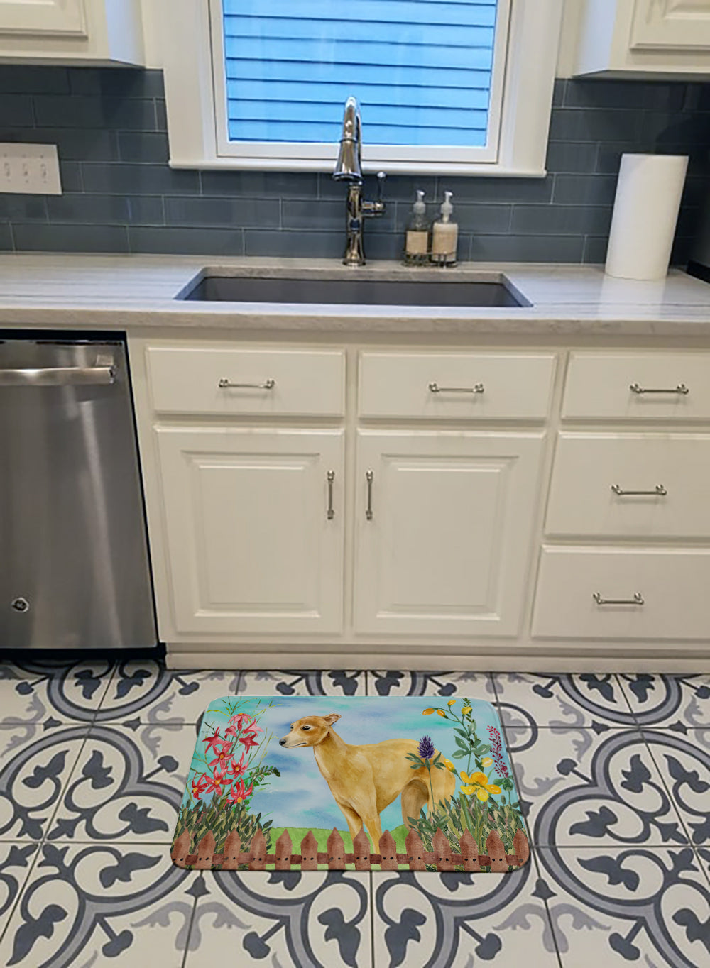 Italian Greyhound Spring Memory Foam Kitchen Mat Machine Washable Anti-Fatigue Cushion Comfort Bath or Kitchen Rug