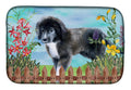 Newfoundland Puppy Spring Dish Drying Mat Absorbent Dish Drying Mat Pad for Kitchen Counter Dish Drainer Mat for Countertop, 14 x 21", Multicolor