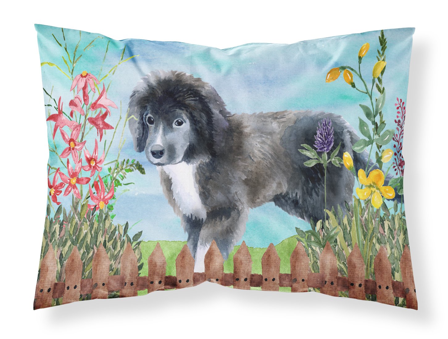 Newfoundland Puppy Spring Standard Pillowcase Lightweight Super Soft Easy Care Decorative Artwork Pillowcase, Standard