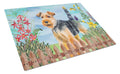 Welsh Terrier Spring Cutting Board Tempered Glass Kitchen Cutting Surface, Heat Resistant Chopping, Non-Slip Feet, Food Prep & Serving