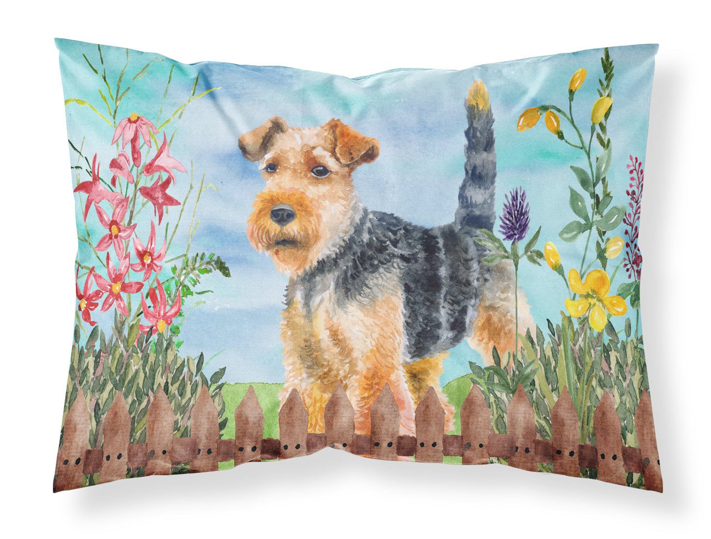 Welsh Terrier Spring Standard Pillowcase Lightweight Super Soft Easy Care Decorative Artwork Pillowcase, Standard