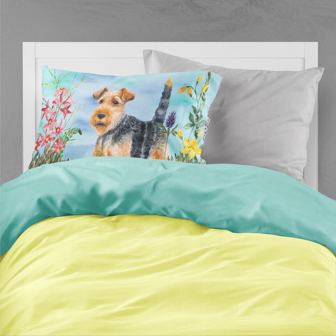Welsh Terrier Spring Standard Pillowcase Lightweight Super Soft Easy Care Decorative Artwork Pillowcase, Standard