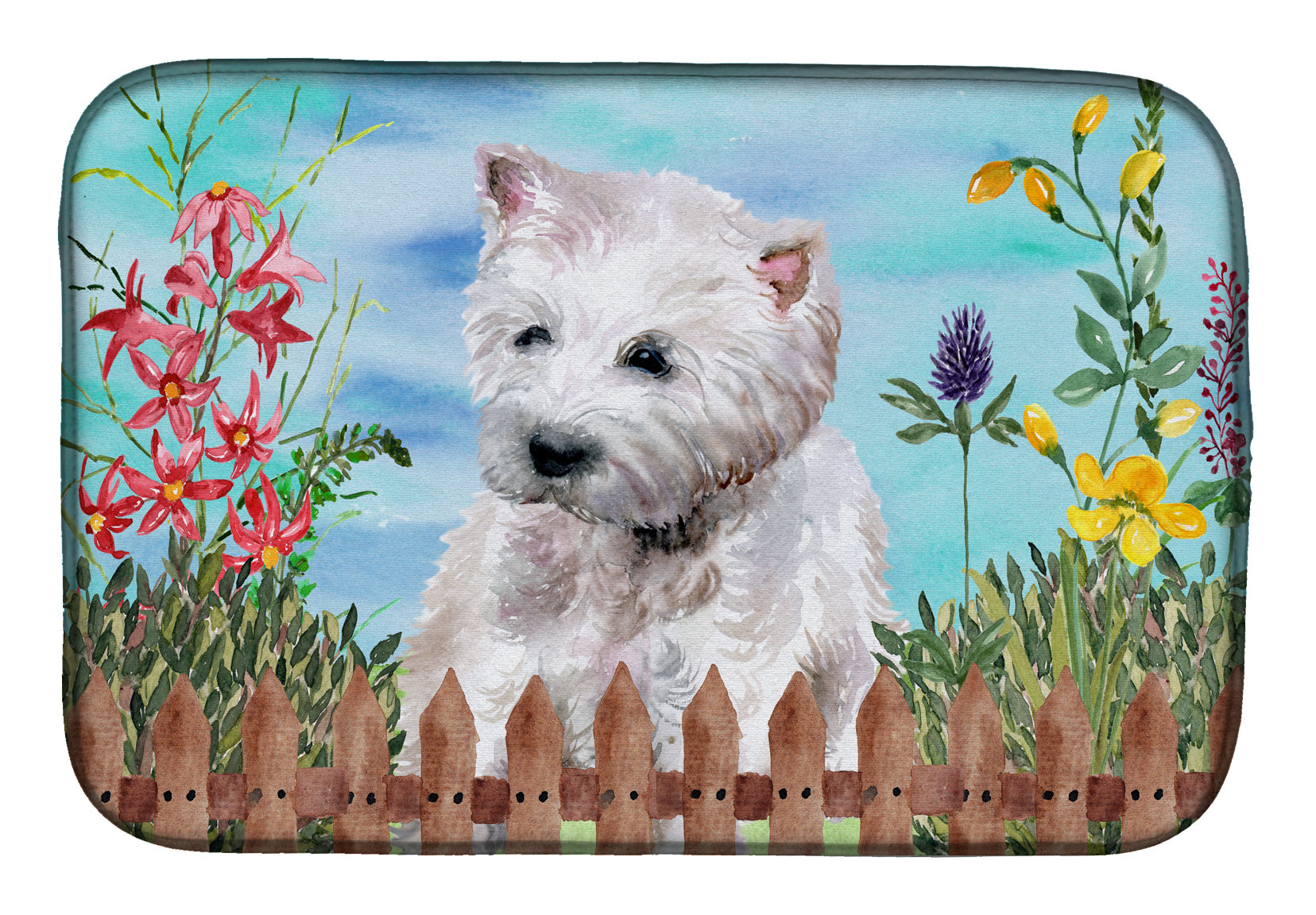 Westie Spring Dish Drying Mat Absorbent Dish Drying Mat Pad for Kitchen Counter Dish Drainer Mat for Countertop, 14 x 21", Multicolor