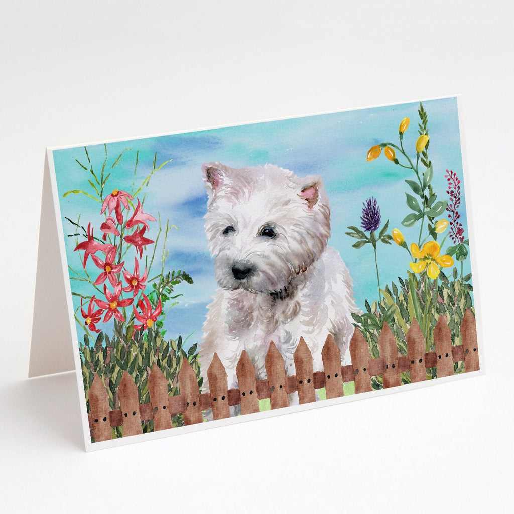 Westie Spring Greeting Cards Pack of 8 Blank Cards with Envelopes Whimsical A7 Size 5x7