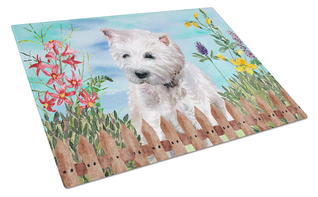 Westie Spring Cutting Board Tempered Glass Kitchen Cutting Surface, Heat Resistant Chopping, Non-Slip Feet, Food Prep & Serving