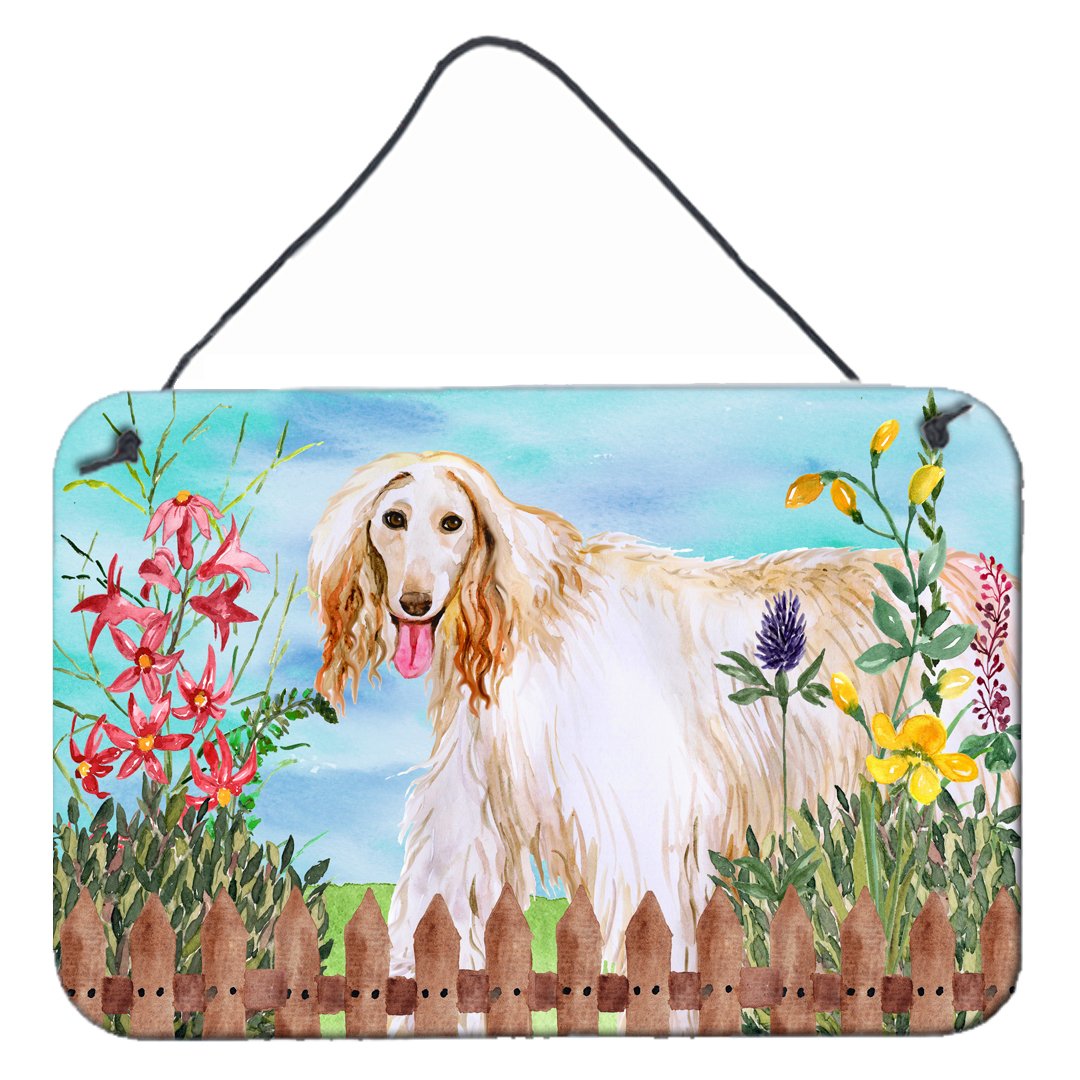Afghan Hound Spring Wall or Door Hanging Prints Aluminum Metal Sign Kitchen Wall Bar Bathroom Plaque Home Decor, 8HX12W, Multicolor