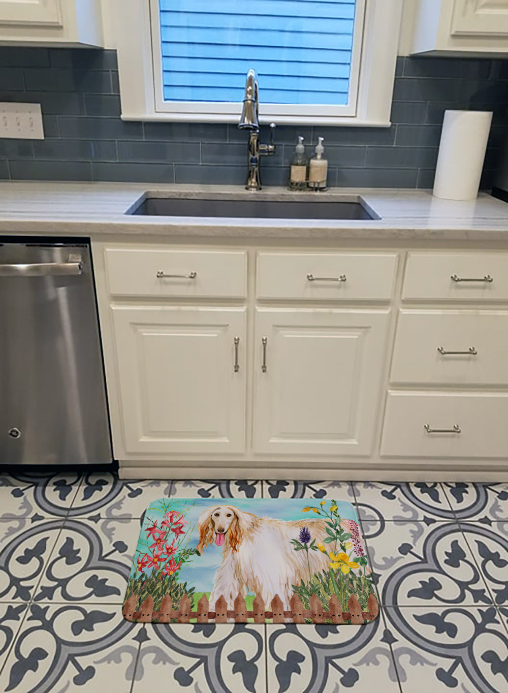 Afghan Hound Spring Memory Foam Kitchen Mat Machine Washable Anti-Fatigue Cushion Comfort Bath or Kitchen Rug