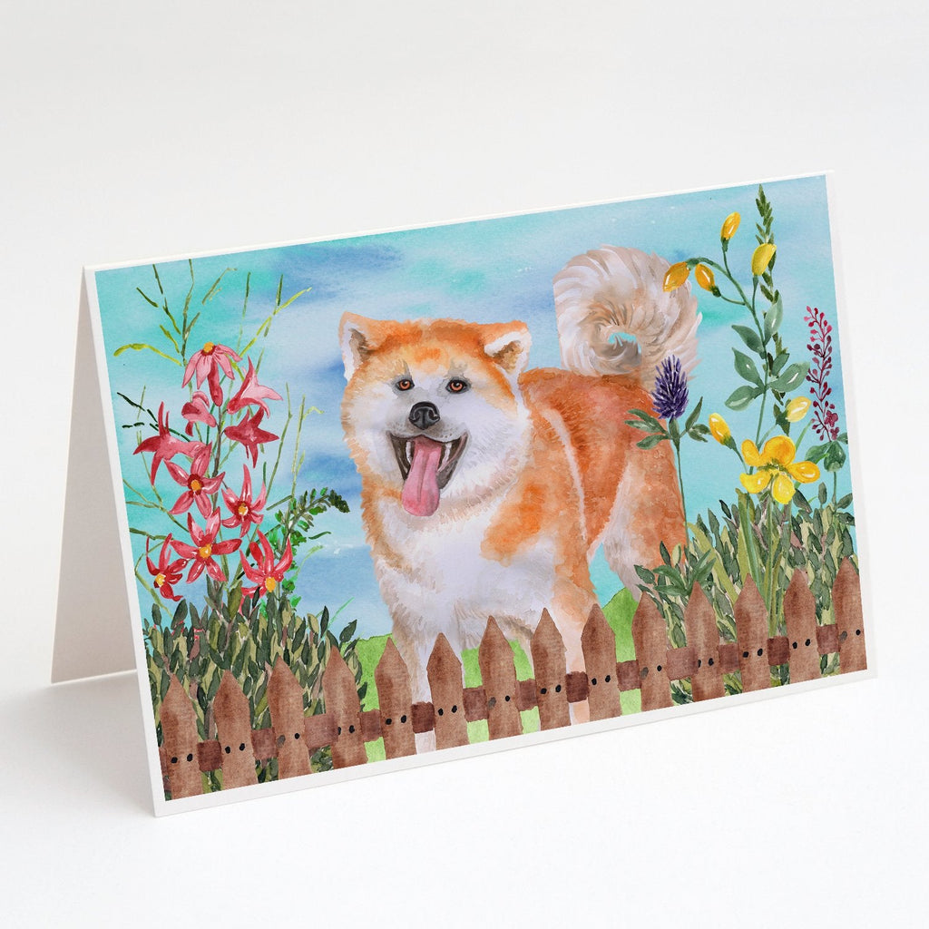 Akita Spring Greeting Cards Pack of 8 Blank Cards with Envelopes Whimsical A7 Size 5x7