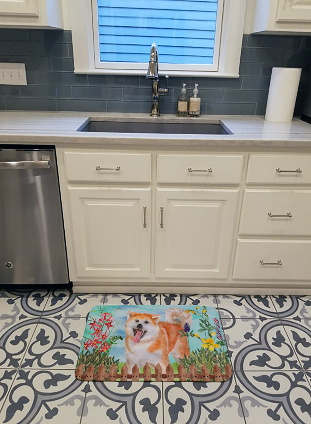 Akita Spring Memory Foam Kitchen Mat Machine Washable Anti-Fatigue Cushion Comfort Bath or Kitchen Rug