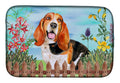 Basset Hound Spring Dish Drying Mat Absorbent Dish Drying Mat Pad for Kitchen Counter Dish Drainer Mat for Countertop, 14 x 21", Multicolor