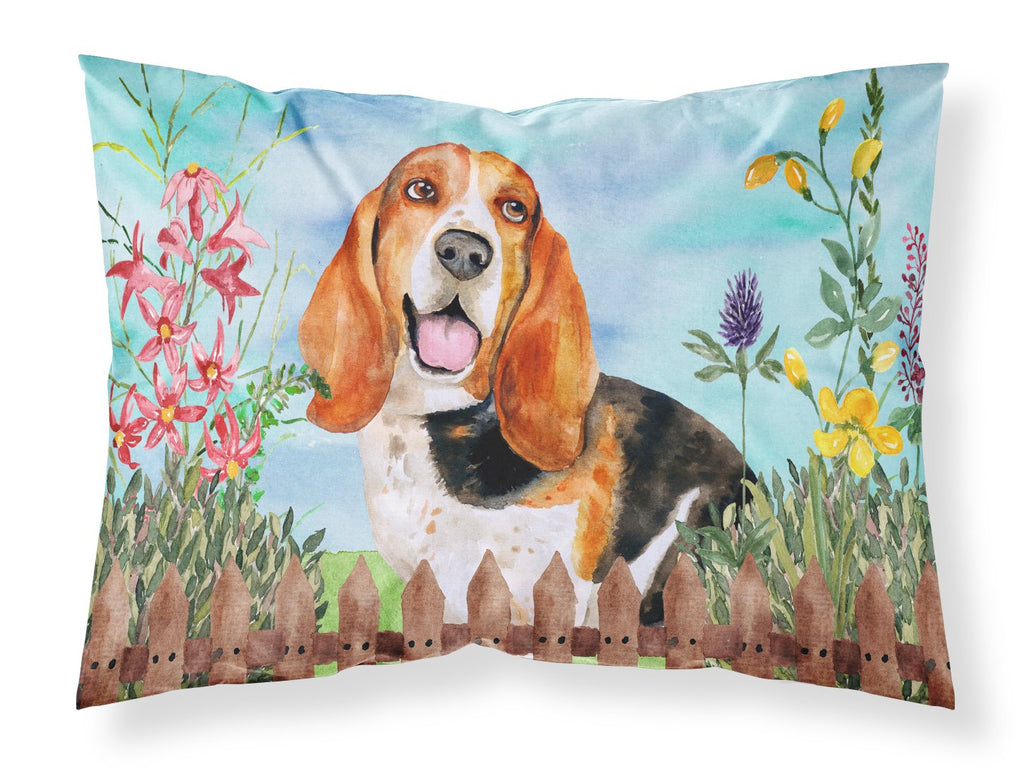 Basset Hound Spring Standard Pillowcase Lightweight Super Soft Easy Care Decorative Artwork Pillowcase, Standard