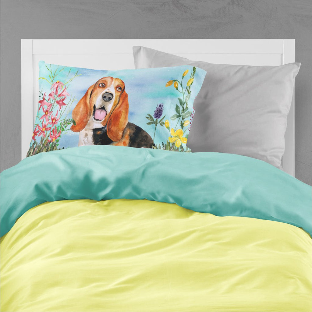 Basset Hound Spring Standard Pillowcase Lightweight Super Soft Easy Care Decorative Artwork Pillowcase, Standard