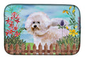 Bichon Frise #2 Spring Dish Drying Mat Absorbent Dish Drying Mat Pad for Kitchen Counter Dish Drainer Mat for Countertop, 14 x 21", Multicolor