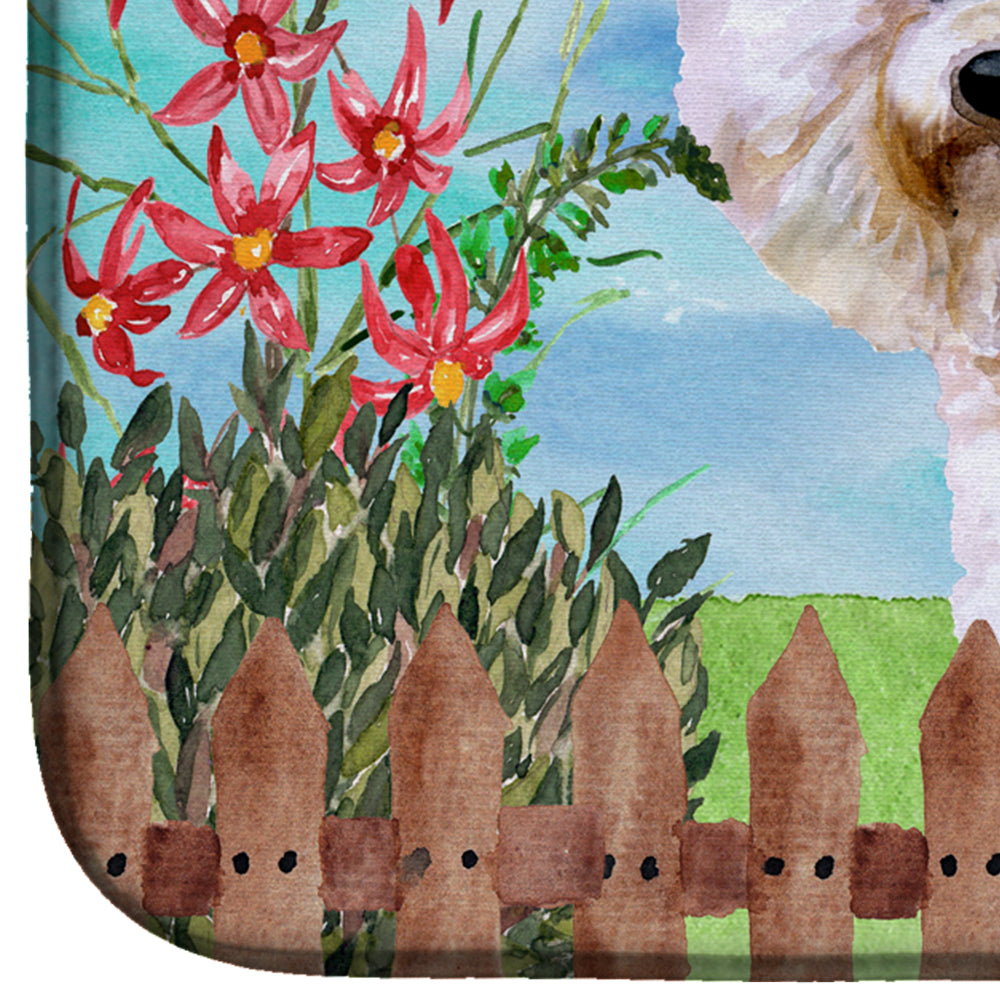 Bichon Frise #2 Spring Dish Drying Mat Absorbent Dish Drying Mat Pad for Kitchen Counter Dish Drainer Mat for Countertop, 14 x 21", Multicolor