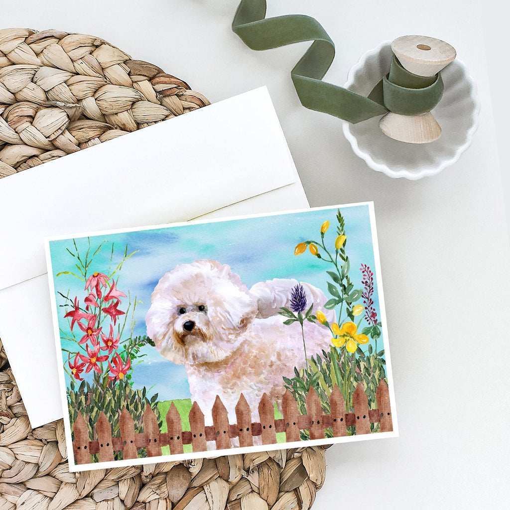 Bichon Frise #2 Spring Greeting Cards Pack of 8 Blank Cards with Envelopes Whimsical A7 Size 5x7