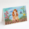 Cocker Spaniel Spring Greeting Cards Pack of 8 Blank Cards with Envelopes Whimsical A7 Size 5x7