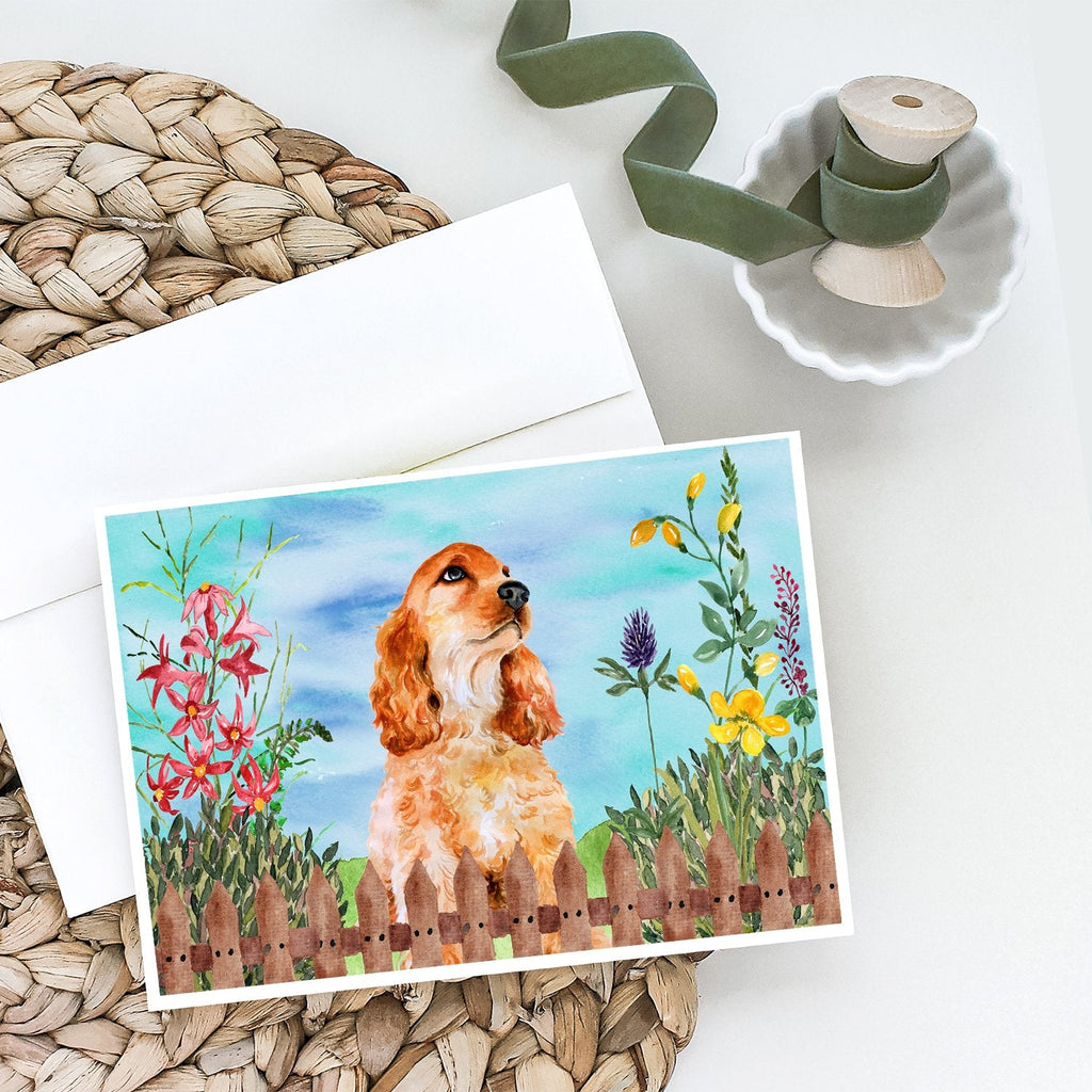 Cocker Spaniel Spring Greeting Cards Pack of 8 Blank Cards with Envelopes Whimsical A7 Size 5x7
