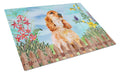 Cocker Spaniel Spring Cutting Board Tempered Glass Kitchen Cutting Surface, Heat Resistant Chopping, Non-Slip Feet, Food Prep & Serving