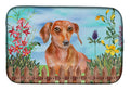 Red Dachshund Spring Dish Drying Mat Absorbent Dish Drying Mat Pad for Kitchen Counter Dish Drainer Mat for Countertop, 14 x 21", Multicolor