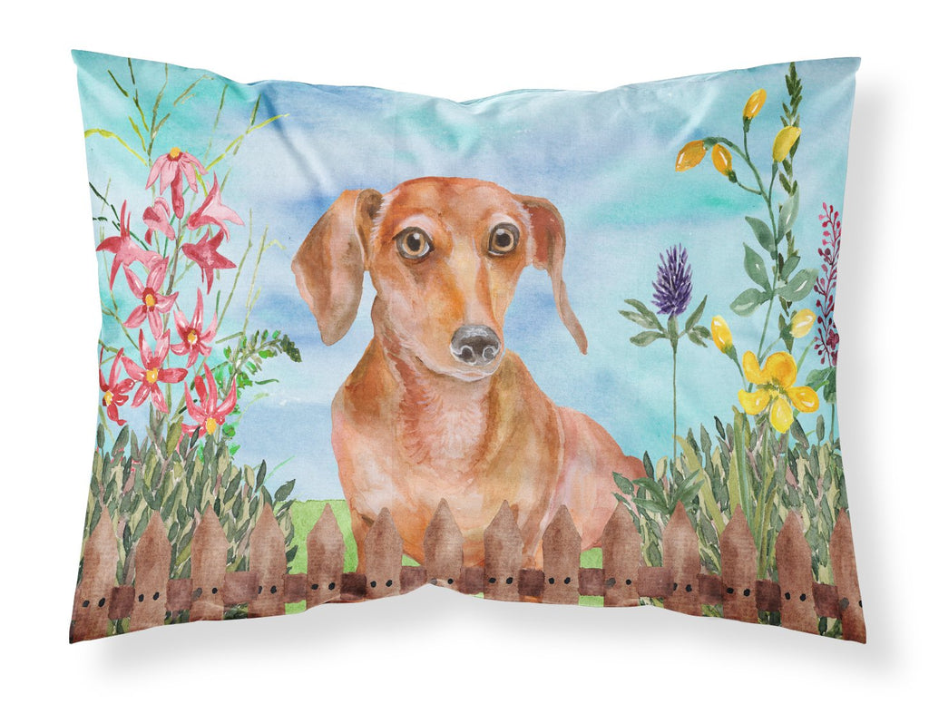 Red Dachshund Spring Standard Pillowcase Lightweight Super Soft Easy Care Decorative Artwork Pillowcase, Standard