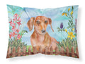 Red Dachshund Spring Standard Pillowcase Lightweight Super Soft Easy Care Decorative Artwork Pillowcase, Standard