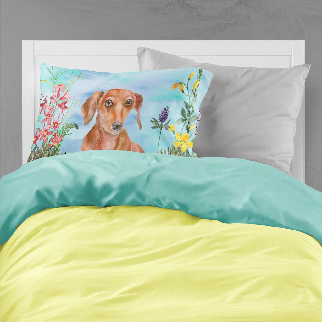 Red Dachshund Spring Standard Pillowcase Lightweight Super Soft Easy Care Decorative Artwork Pillowcase, Standard