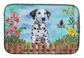 Dalmatian Puppy Spring Dish Drying Mat Absorbent Dish Drying Mat Pad for Kitchen Counter Dish Drainer Mat for Countertop, 14 x 21", Multicolor