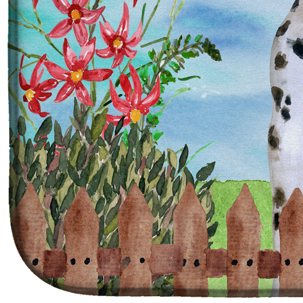 Dalmatian Puppy Spring Dish Drying Mat Absorbent Dish Drying Mat Pad for Kitchen Counter Dish Drainer Mat for Countertop, 14 x 21", Multicolor