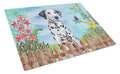 Dalmatian Puppy Spring Cutting Board Tempered Glass Kitchen Cutting Surface, Heat Resistant Chopping, Non-Slip Feet, Food Prep & Serving