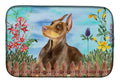 Doberman Pinscher Spring Dish Drying Mat Absorbent Dish Drying Mat Pad for Kitchen Counter Dish Drainer Mat for Countertop, 14 x 21", Multicolor