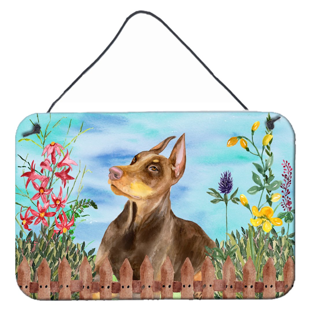 Doberman Pinscher Spring Wall or Door Hanging Prints Aluminum Metal Sign Kitchen Wall Bar Bathroom Plaque Home Decor, 8HX12W, Multicolor