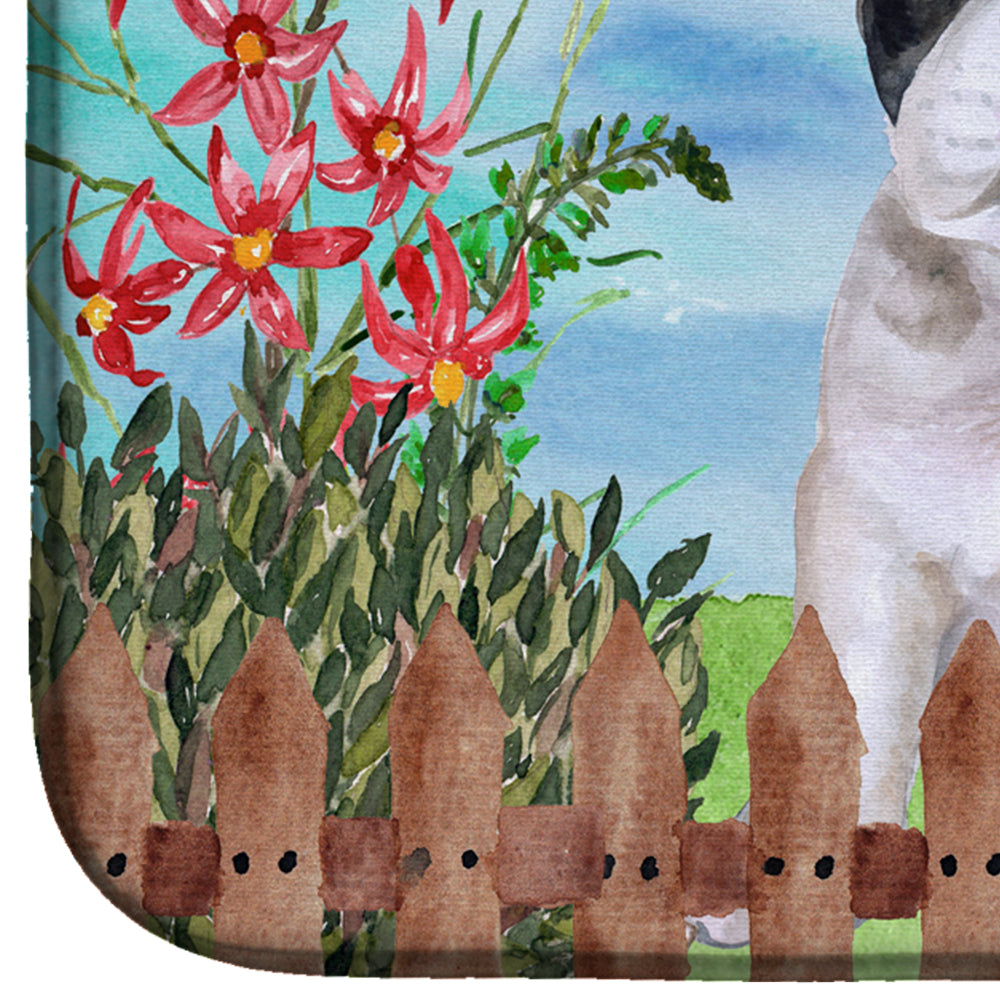 French Bulldog Black White Spring Dish Drying Mat Absorbent Dish Drying Mat Pad for Kitchen Counter Dish Drainer Mat for Countertop, 14 x 21", Multicolor