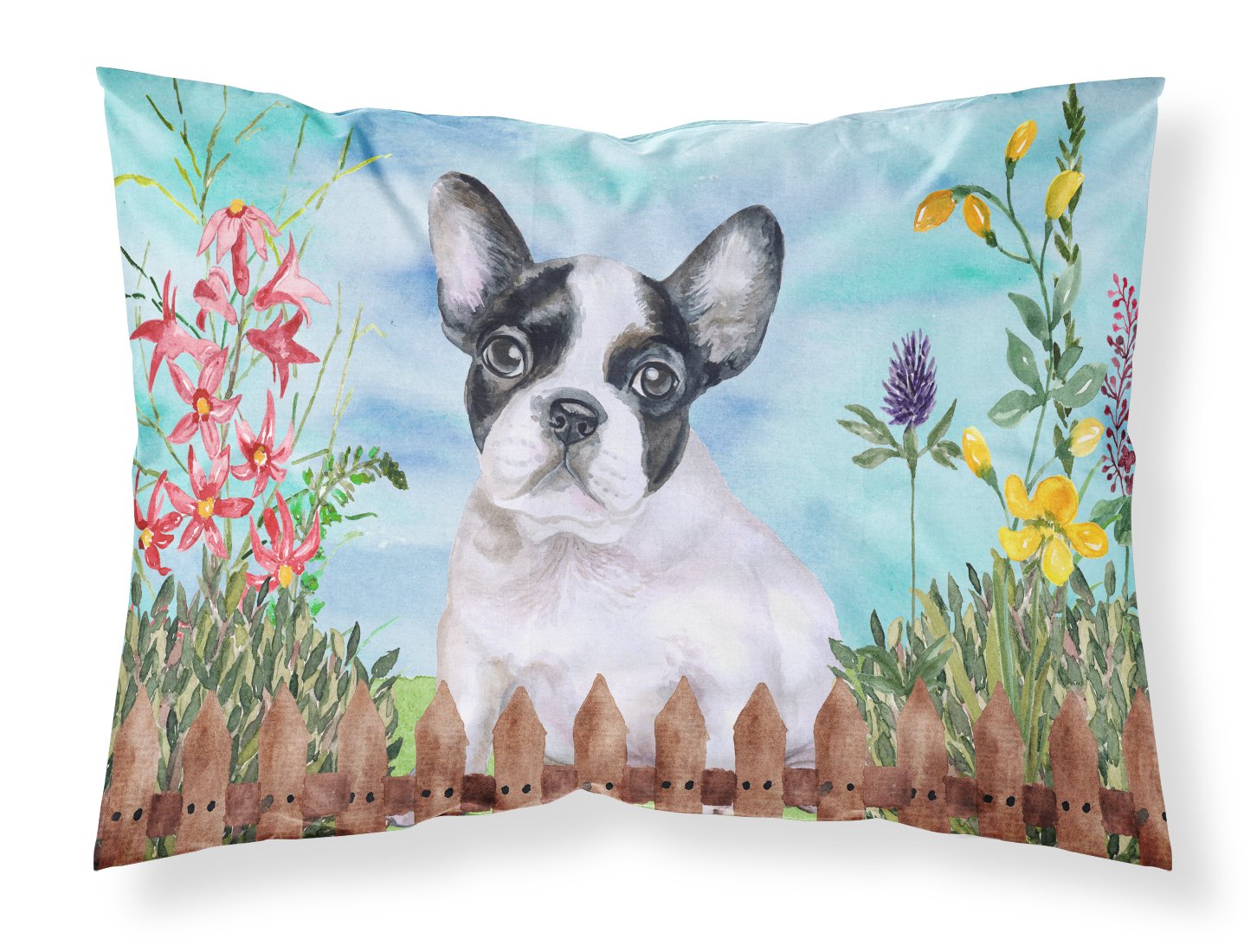 French Bulldog Black White Spring Standard Pillowcase Lightweight Super Soft Easy Care Decorative Artwork Pillowcase, Standard