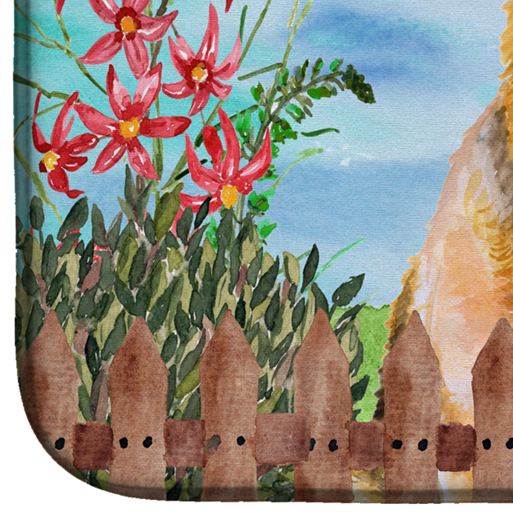 German Shepherd #2 Spring Dish Drying Mat Absorbent Dish Drying Mat Pad for Kitchen Counter Dish Drainer Mat for Countertop, 14 x 21", Multicolor