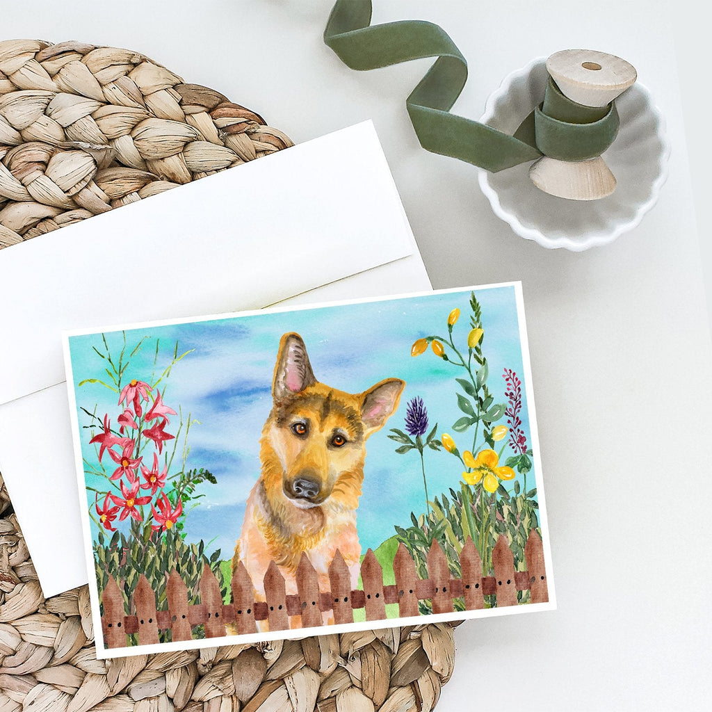 German Shepherd #2 Spring Greeting Cards Pack of 8 Blank Cards with Envelopes Whimsical A7 Size 5x7